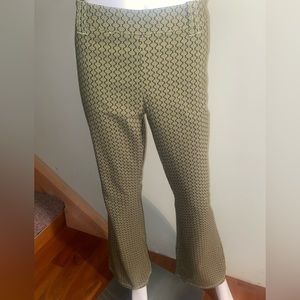 NWT Urban Outfitters Flare Black Motif Pants with Green and Brown, Size 10
